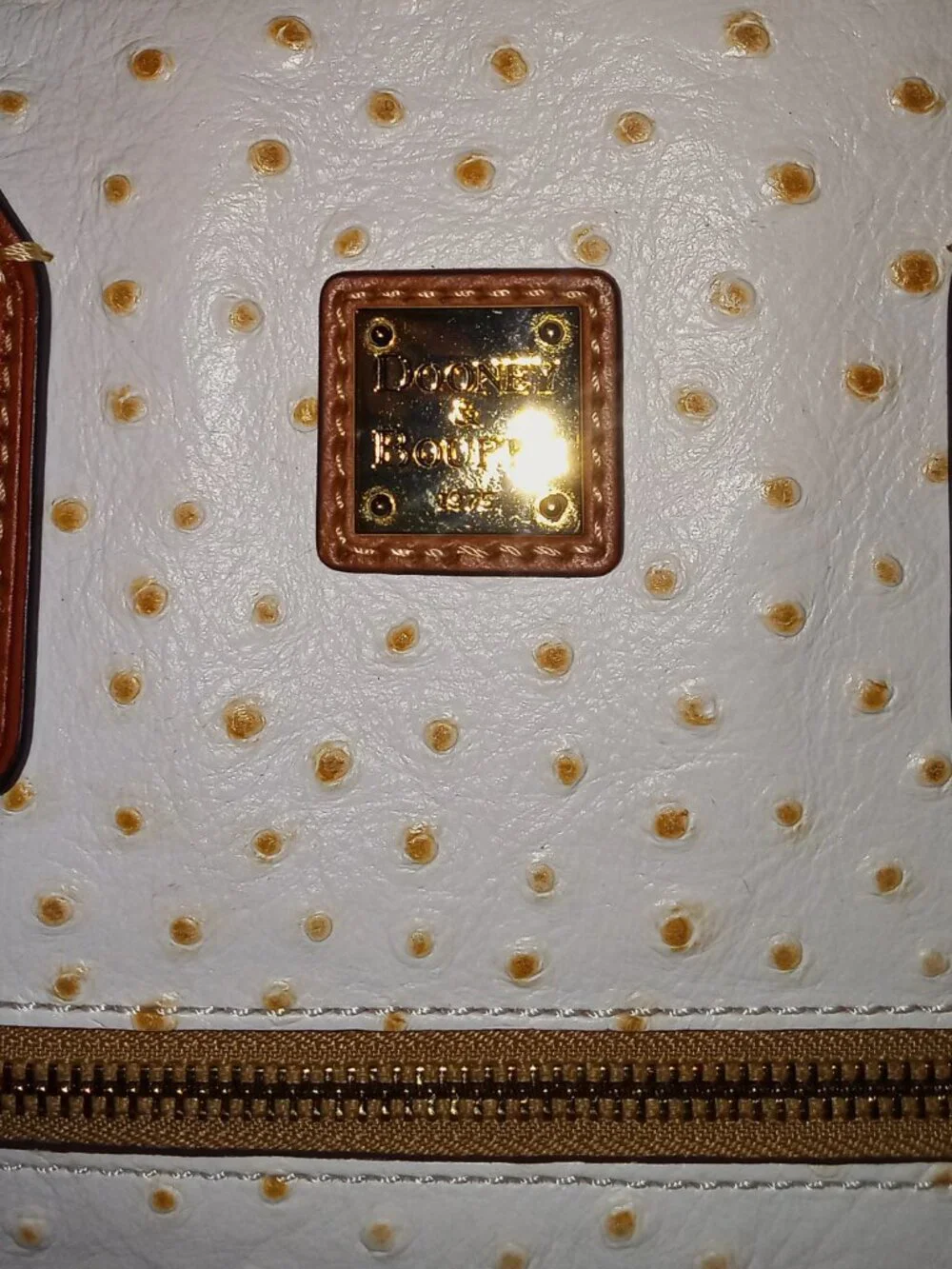 Dooney & Bourke Bostrom Large Cream Ostrich Embossed Leather Tote